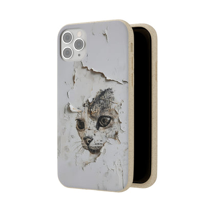 Vhils inspired Cat grafitti Biodegradable Phone Case | iPhone / Samsung