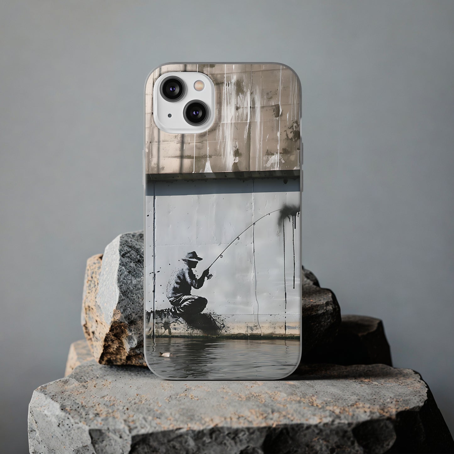 Banksy inspired man fishing | iPhone/Samsung | Slimline Phone Case