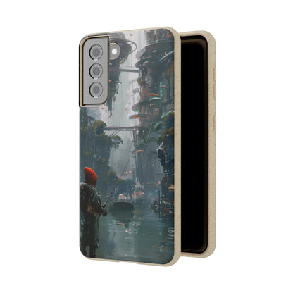 Cyberpunk style man fishing Biodegradable Phone Case | iPhone / Samsung