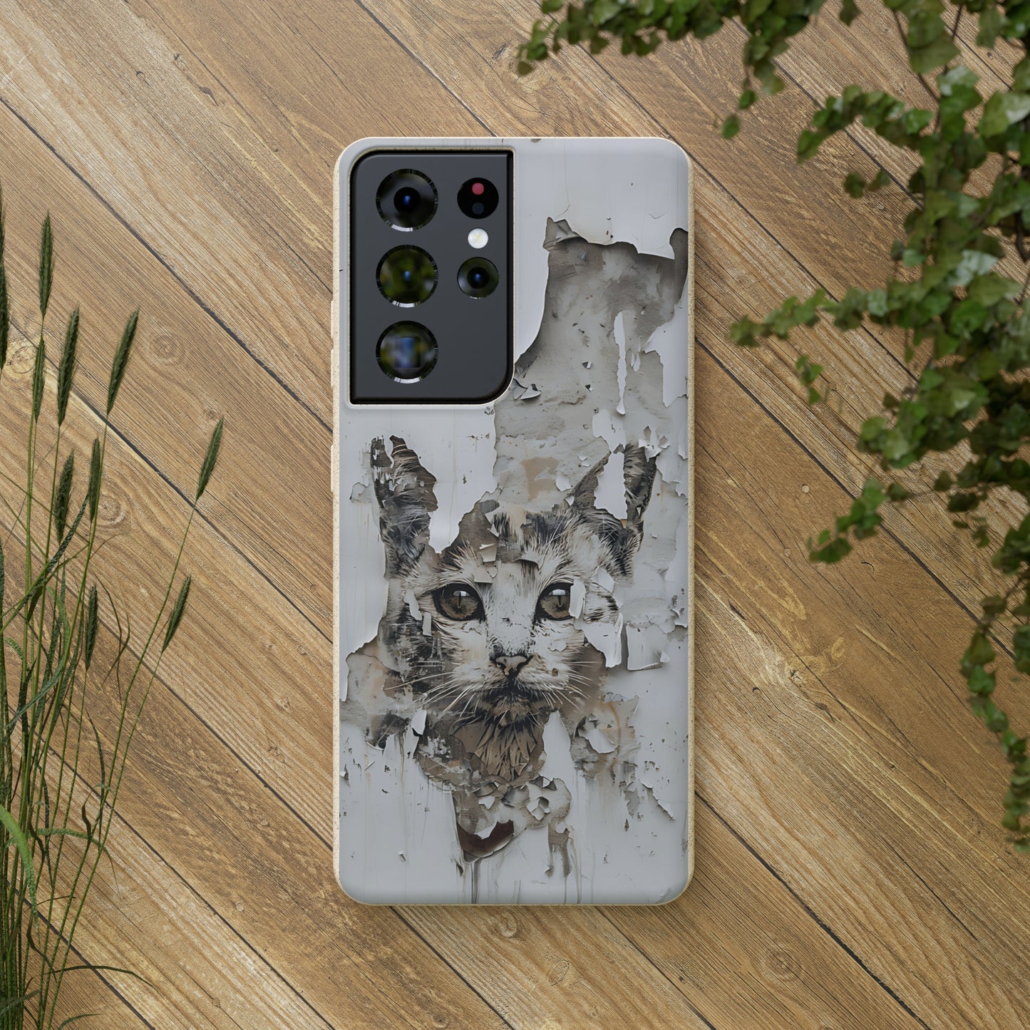 Vhils inspired Cat grafitti Biodegradable Phone Case | iPhone / Samsung