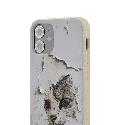 Vhils inspired Cat grafitti Biodegradable Phone Case | iPhone / Samsung