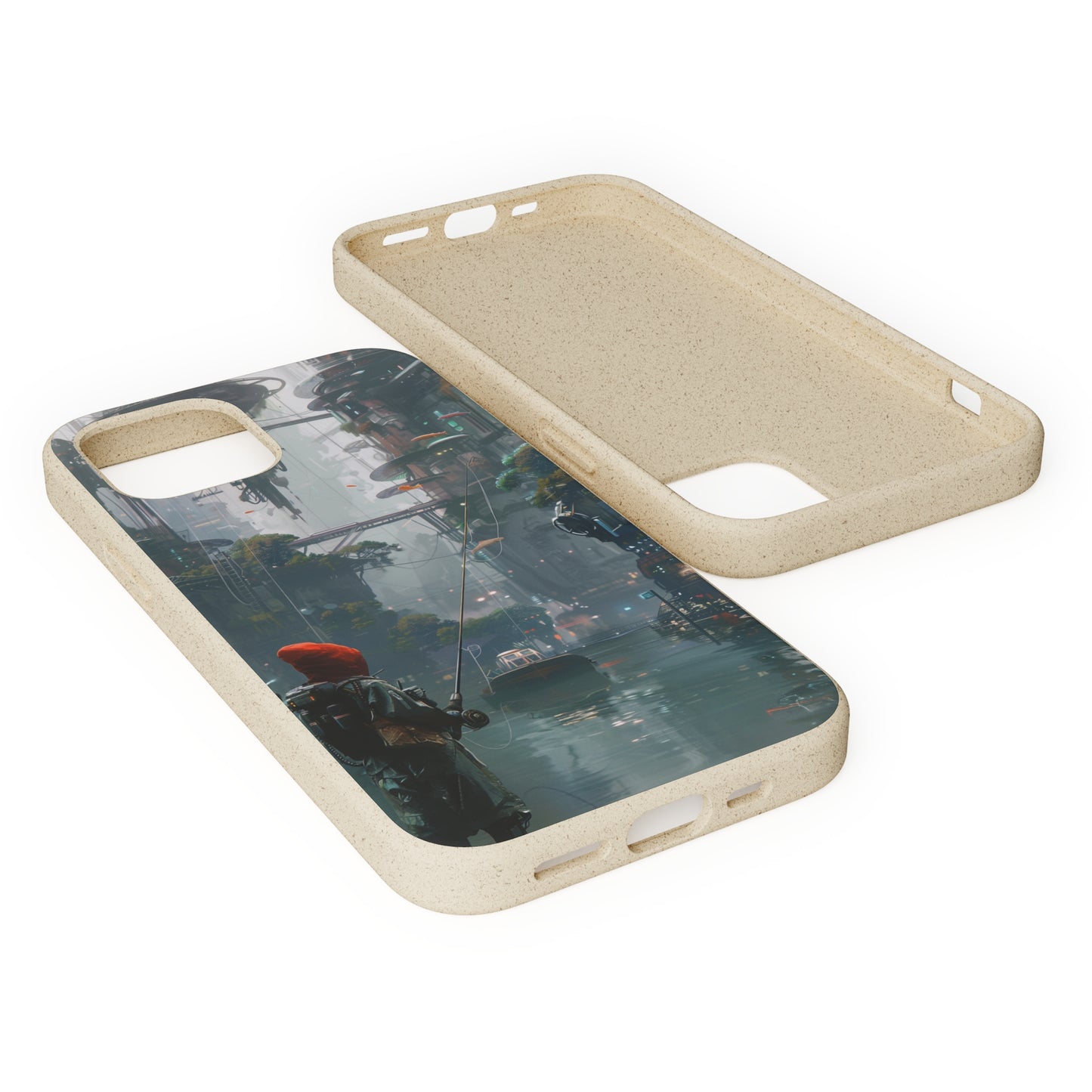 Cyberpunk style man fishing Biodegradable Phone Case | iPhone / Samsung