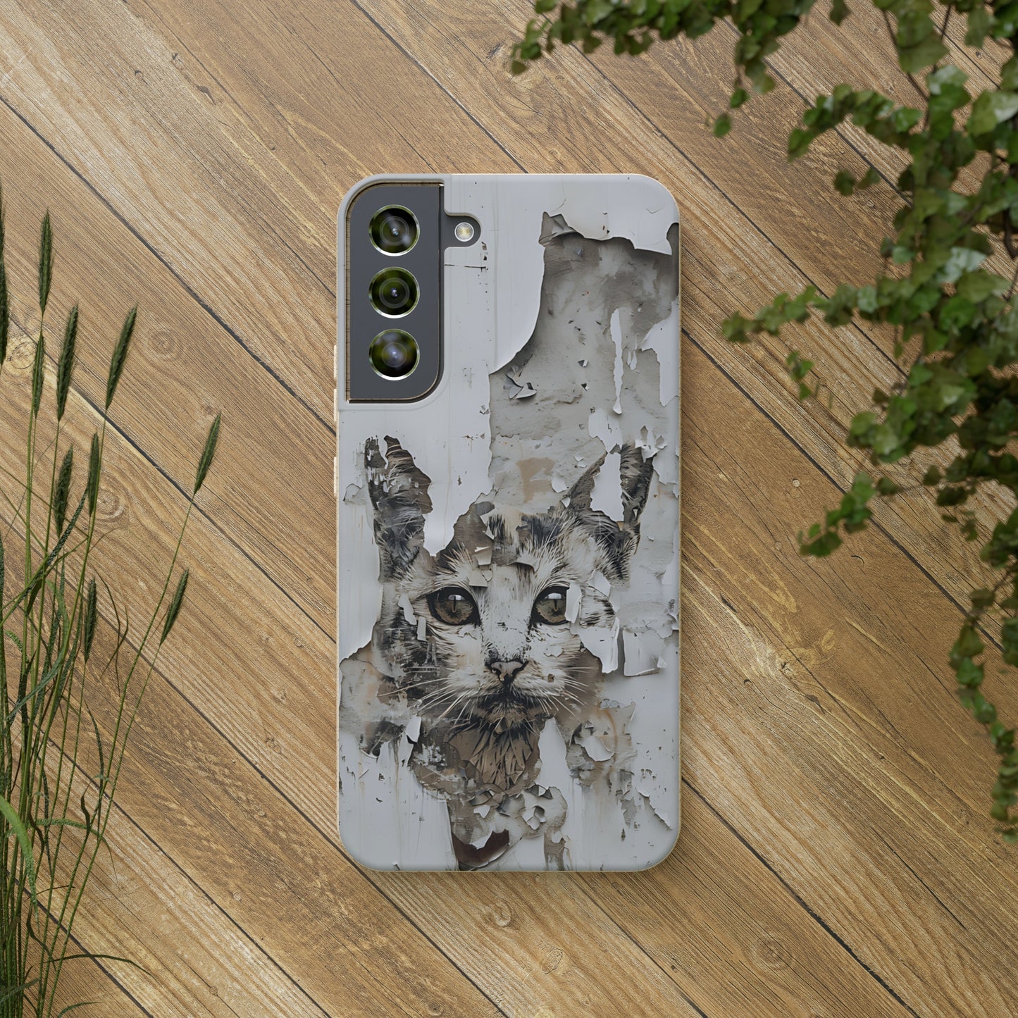 Vhils inspired Cat grafitti Biodegradable Phone Case | iPhone / Samsung