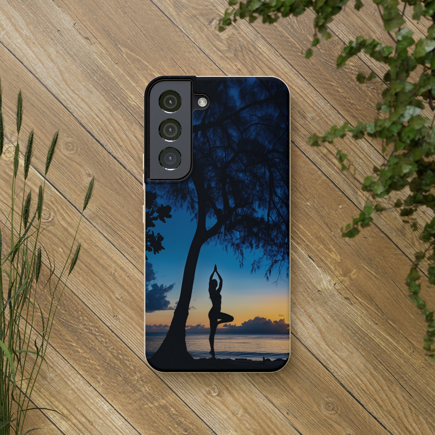 Yoga pose at Sunset on the beach Biodegradable Phone Case | iPhone / Samsung