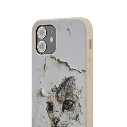 Vhils inspired Cat grafitti Biodegradable Phone Case | iPhone / Samsung