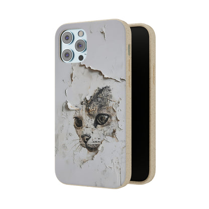 Vhils inspired Cat grafitti Biodegradable Phone Case | iPhone / Samsung