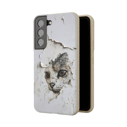 Vhils inspired Cat grafitti Biodegradable Phone Case | iPhone / Samsung