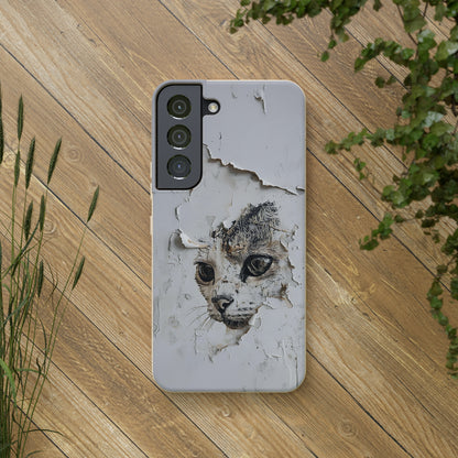 Vhils inspired Cat grafitti Biodegradable Phone Case | iPhone / Samsung