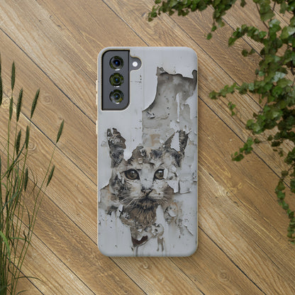 Vhils inspired Cat grafitti Biodegradable Phone Case | iPhone / Samsung