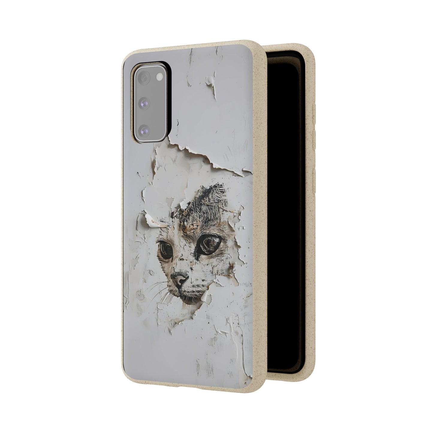 Vhils inspired Cat grafitti Biodegradable Phone Case | iPhone / Samsung