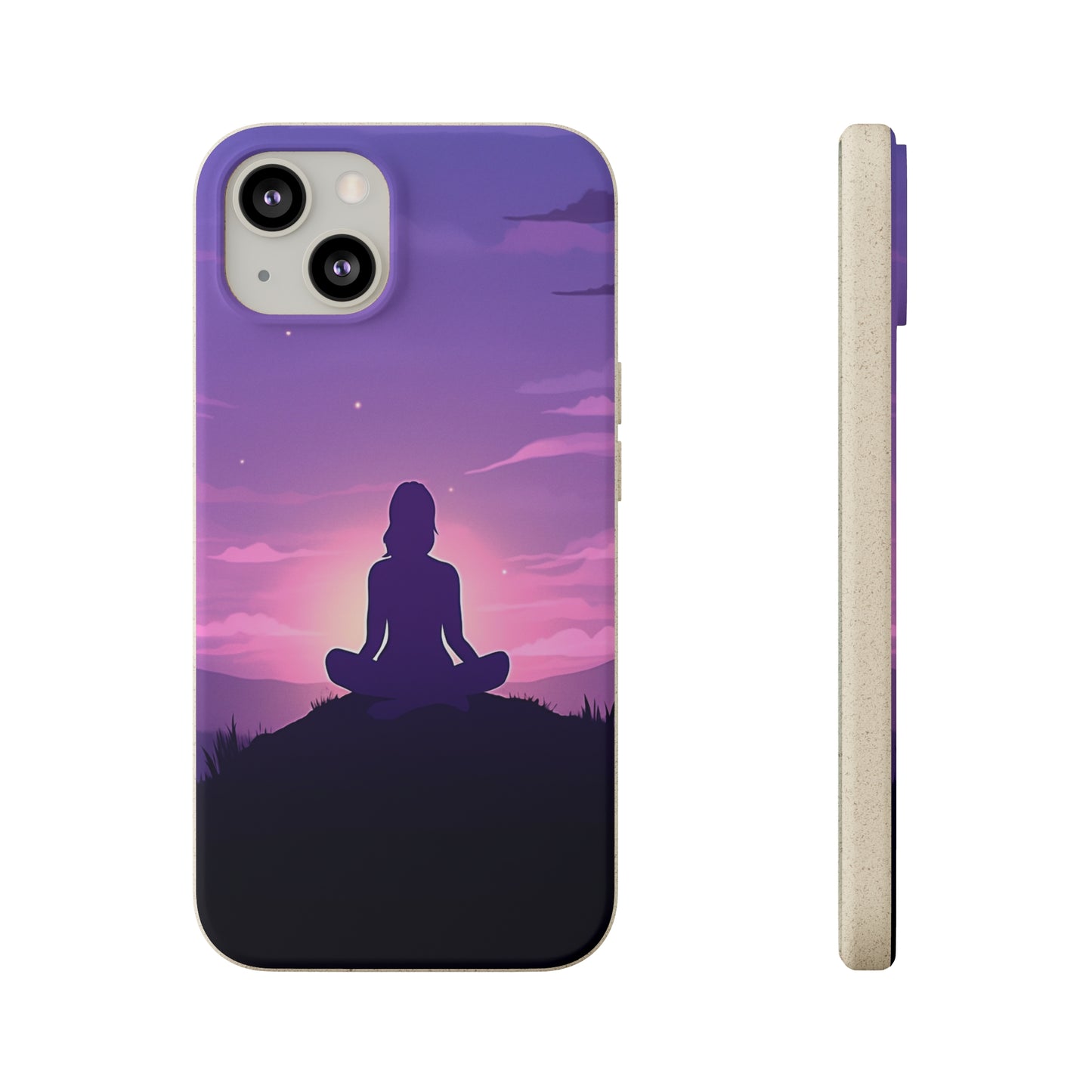 Yoga pose at Sunset lilac Biodegradable Phone Case | iPhone / Samsung