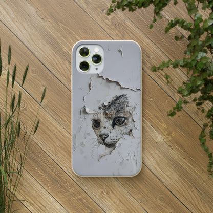 Vhils inspired Cat grafitti Biodegradable Phone Case | iPhone / Samsung