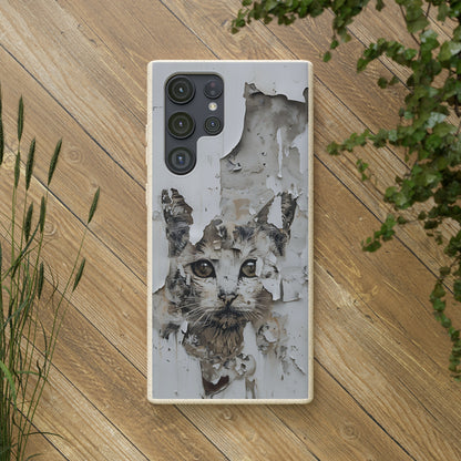 Vhils inspired Cat grafitti Biodegradable Phone Case | iPhone / Samsung