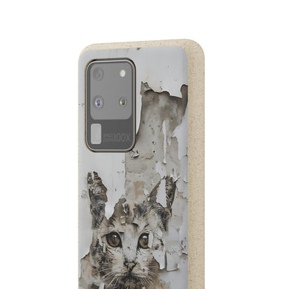 Vhils inspired Cat grafitti Biodegradable Phone Case | iPhone / Samsung