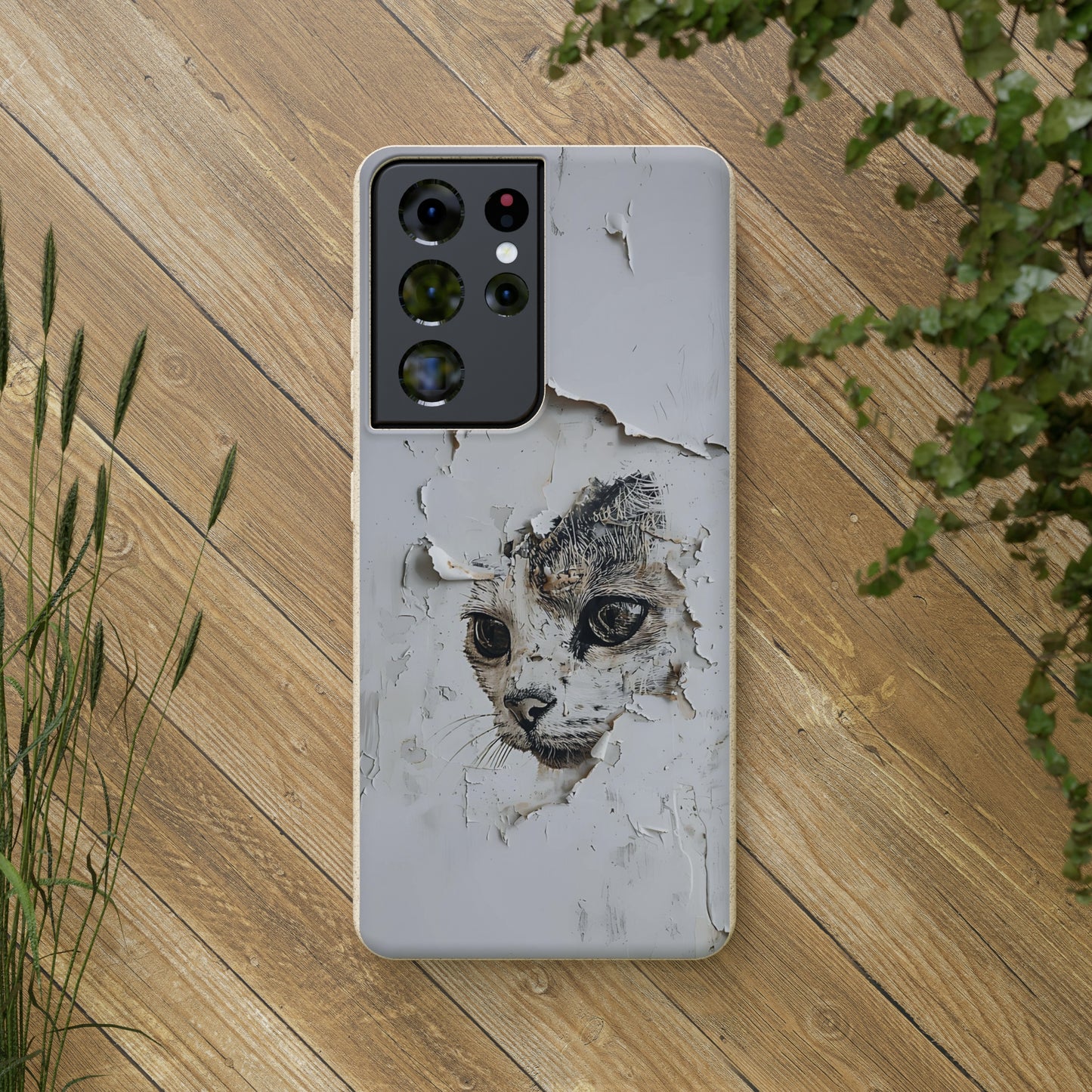 Vhils inspired Cat grafitti Biodegradable Phone Case | iPhone / Samsung