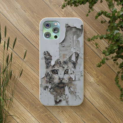 Vhils inspired Cat grafitti Biodegradable Phone Case | iPhone / Samsung