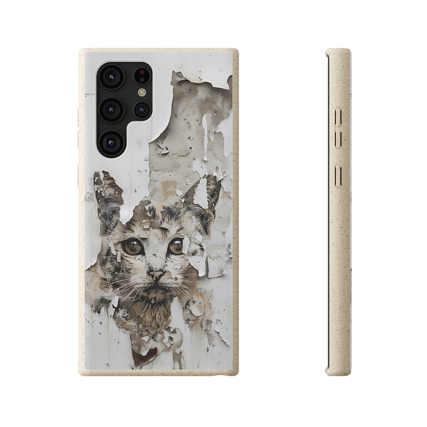 Vhils inspired Cat grafitti Biodegradable Phone Case | iPhone / Samsung