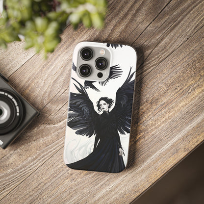 Gothic Woman and Raven Phone Case