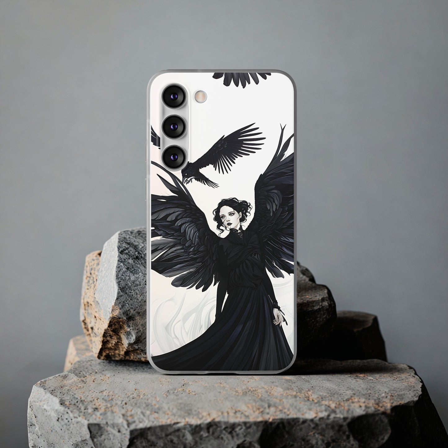 Gothic Woman and Raven Phone Case