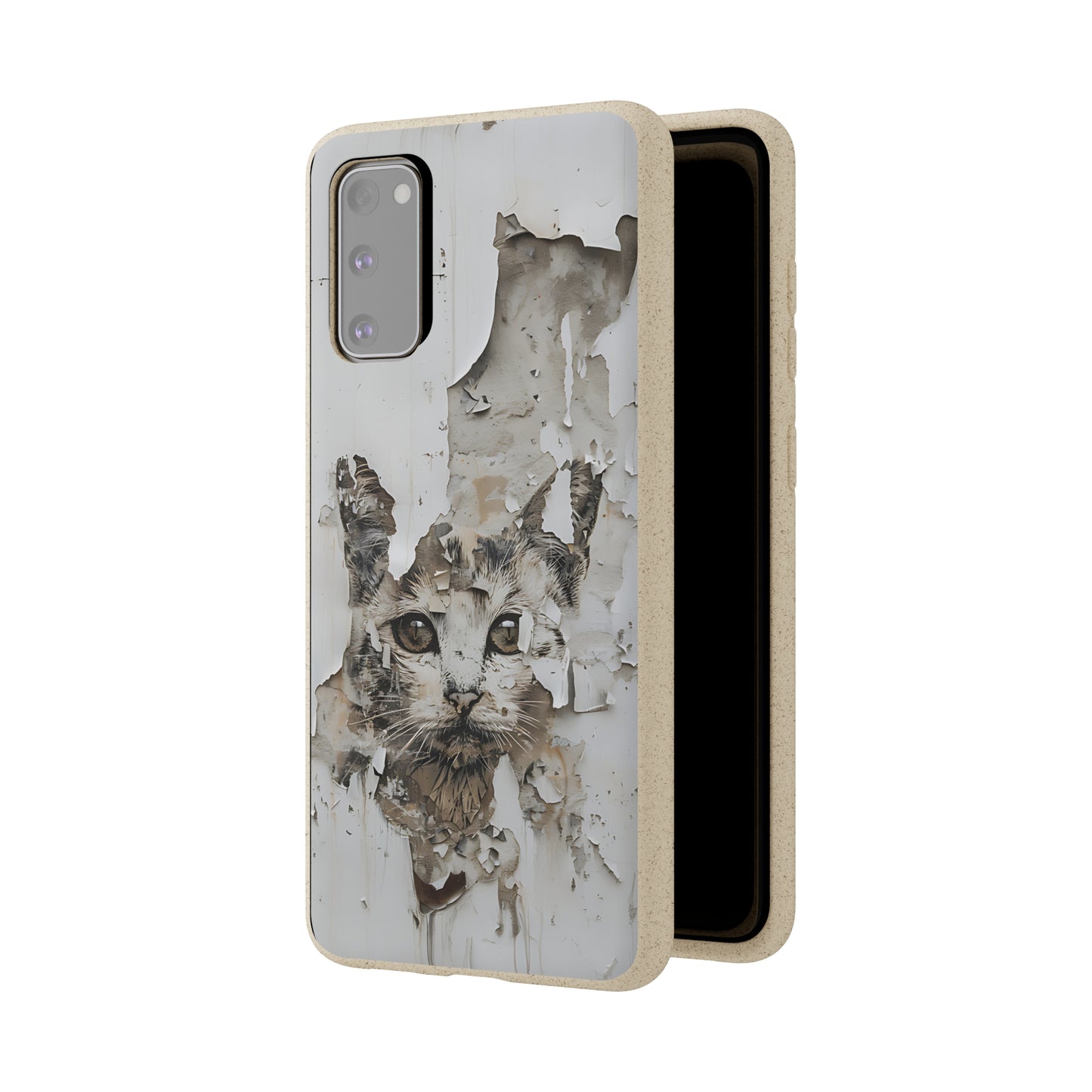 Vhils inspired Cat grafitti Biodegradable Phone Case | iPhone / Samsung