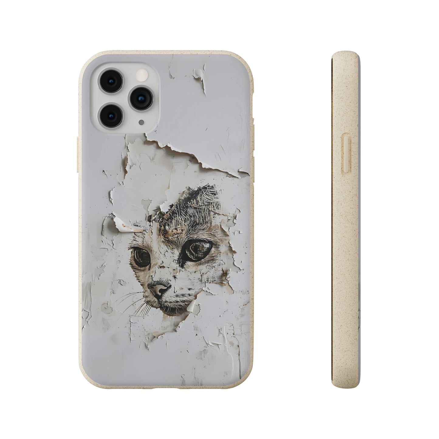 Vhils inspired Cat grafitti Biodegradable Phone Case | iPhone / Samsung