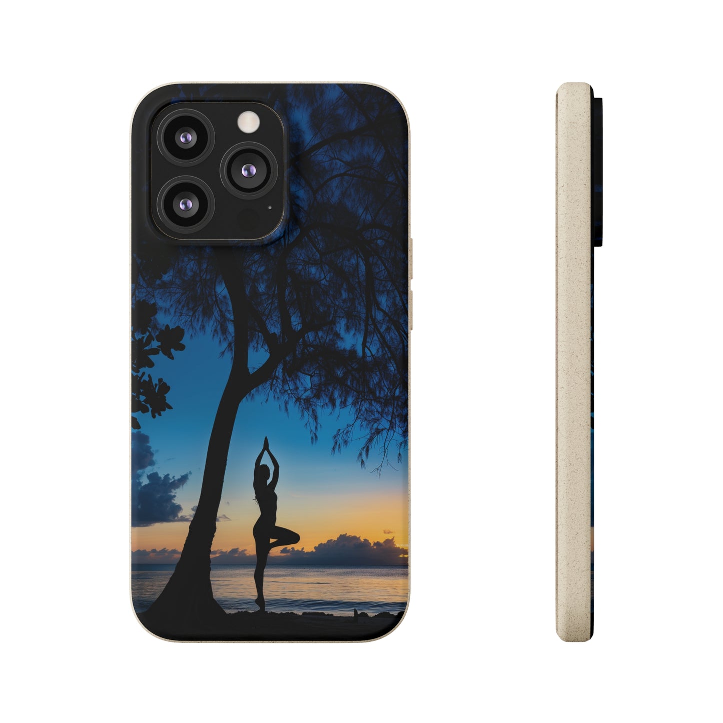 Yoga pose at Sunset on the beach Biodegradable Phone Case | iPhone / Samsung