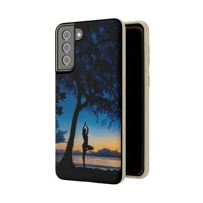 Yoga pose at Sunset on the beach Biodegradable Phone Case | iPhone / Samsung