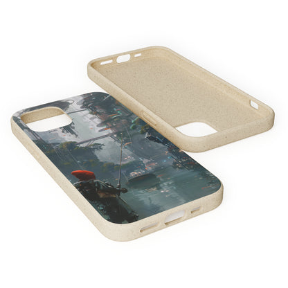 Cyberpunk style man fishing Biodegradable Phone Case | iPhone / Samsung