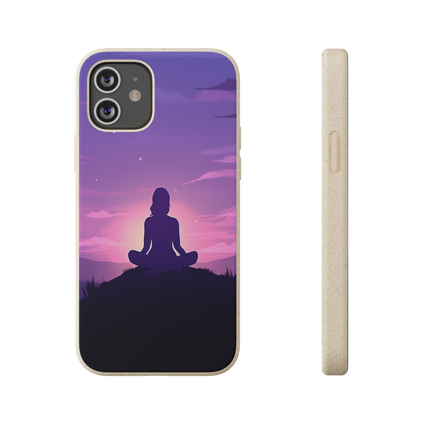 Yoga pose at Sunset lilac Biodegradable Phone Case | iPhone / Samsung