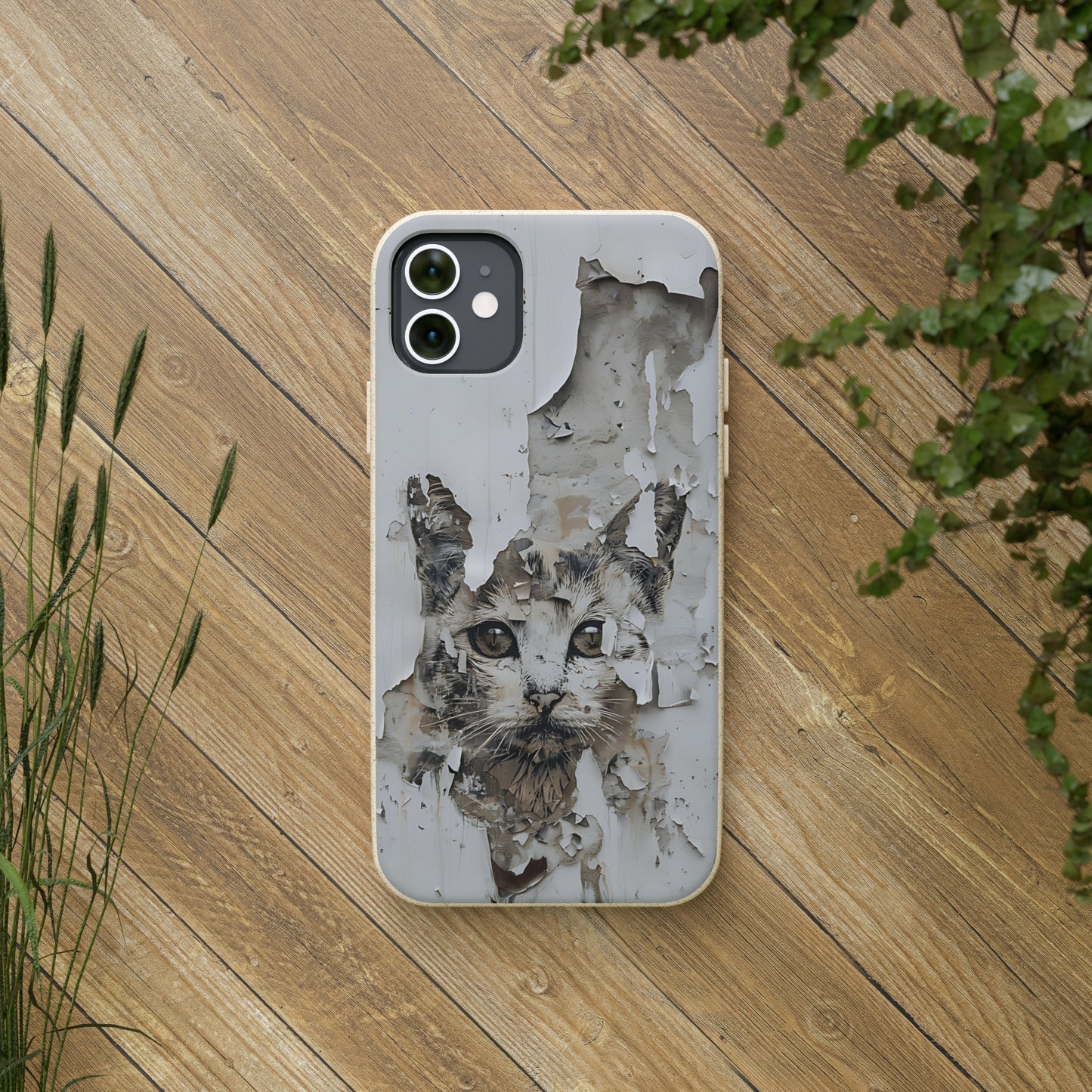 Vhils inspired Cat grafitti Biodegradable Phone Case | iPhone / Samsung