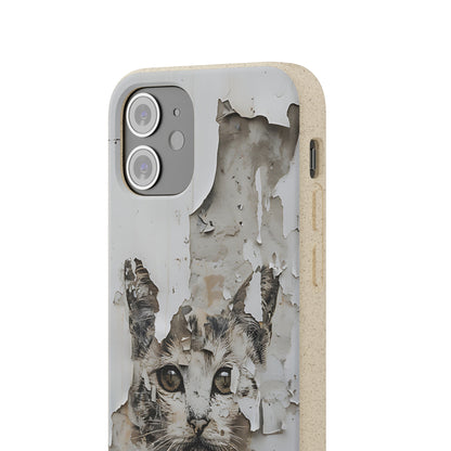 Vhils inspired Cat grafitti Biodegradable Phone Case | iPhone / Samsung