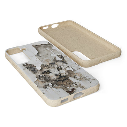 Vhils inspired Cat grafitti Biodegradable Phone Case | iPhone / Samsung