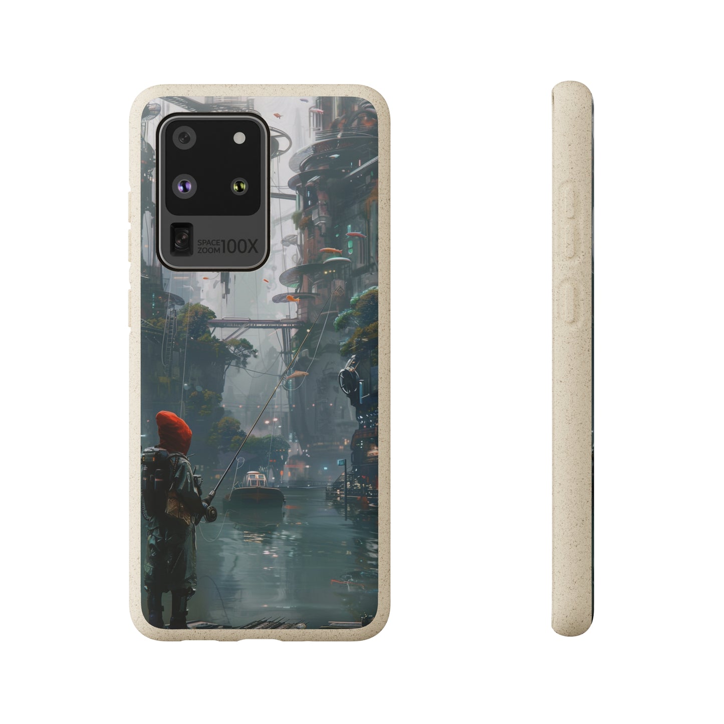 Cyberpunk style man fishing Biodegradable Phone Case | iPhone / Samsung