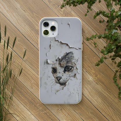 Vhils inspired Cat grafitti Biodegradable Phone Case | iPhone / Samsung