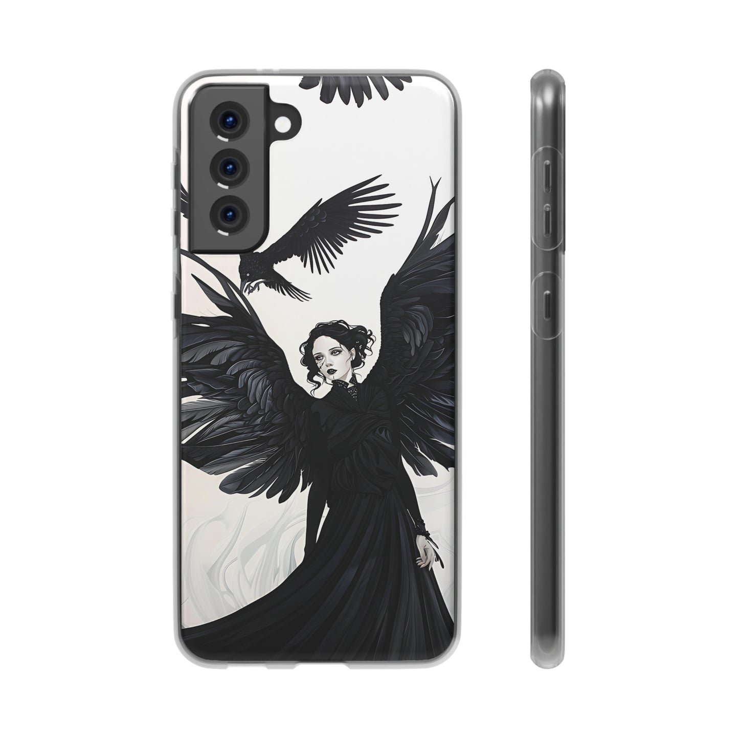 Gothic Woman and Raven Phone Case