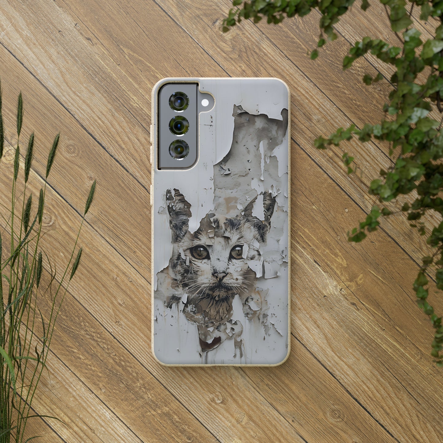 Vhils inspired Cat grafitti Biodegradable Phone Case | iPhone / Samsung