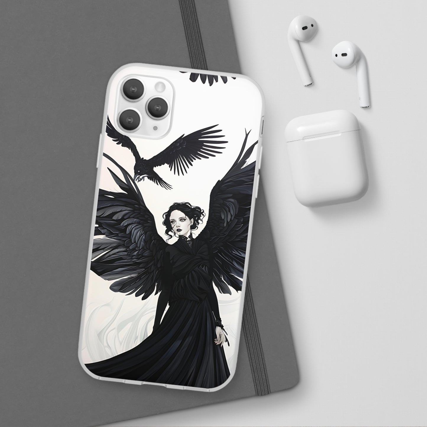 Gothic Woman and Raven Phone Case