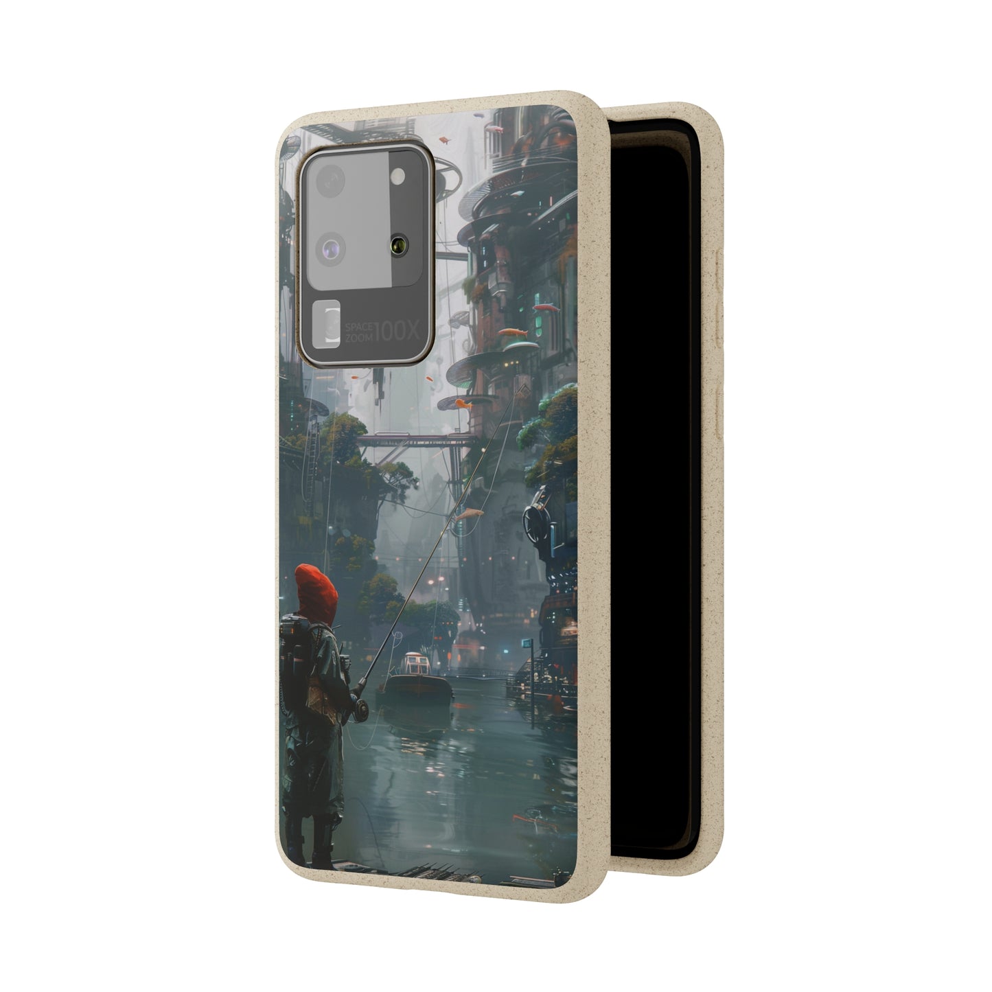 Cyberpunk style man fishing Biodegradable Phone Case | iPhone / Samsung