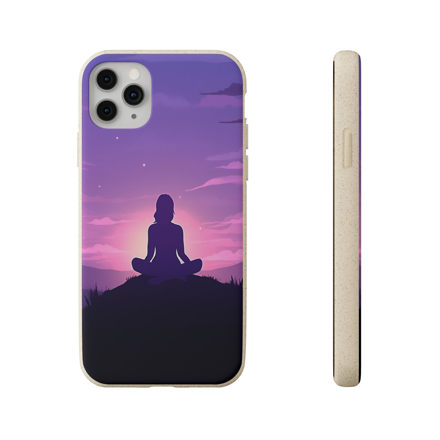 Yoga pose at Sunset lilac Biodegradable Phone Case | iPhone / Samsung