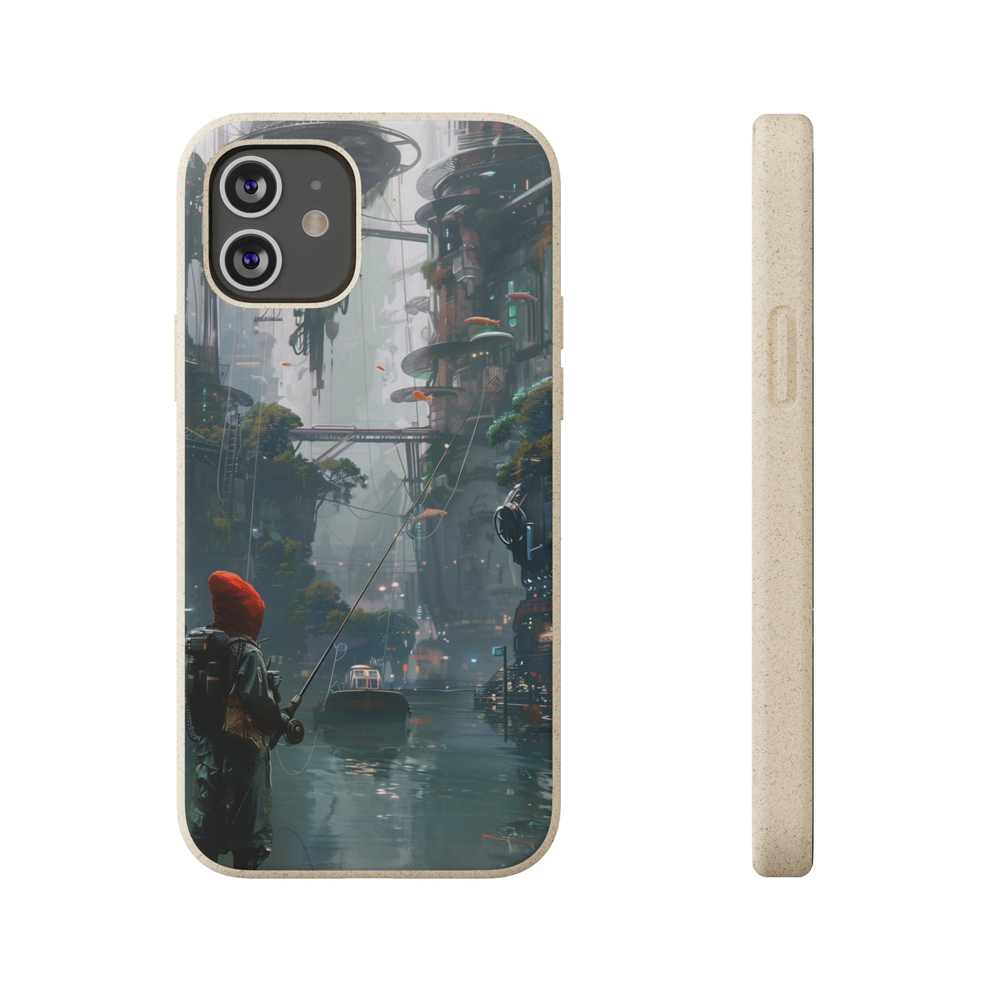 Cyberpunk style man fishing Biodegradable Phone Case | iPhone / Samsung