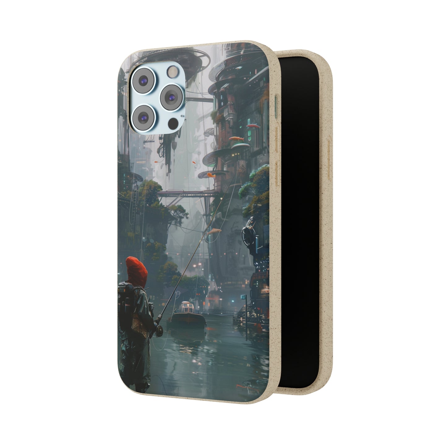 Cyberpunk style man fishing Biodegradable Phone Case | iPhone / Samsung