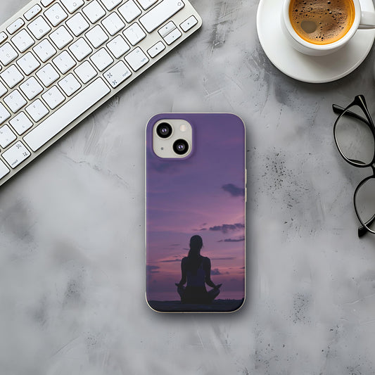 Yoga pose at Sunset Watercolour Biodegradable Phone Case | iPhone / Samsung