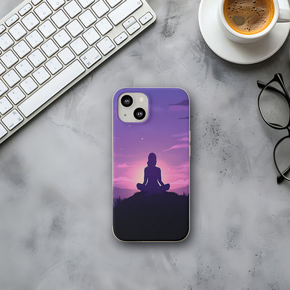 Yoga pose at Sunset lilac Biodegradable Phone Case | iPhone / Samsung