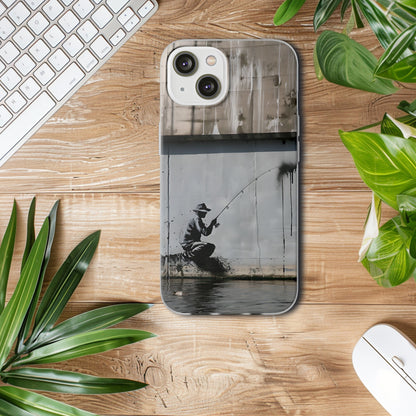 Banksy inspired man fishing | iPhone/Samsung | Slimline Phone Case